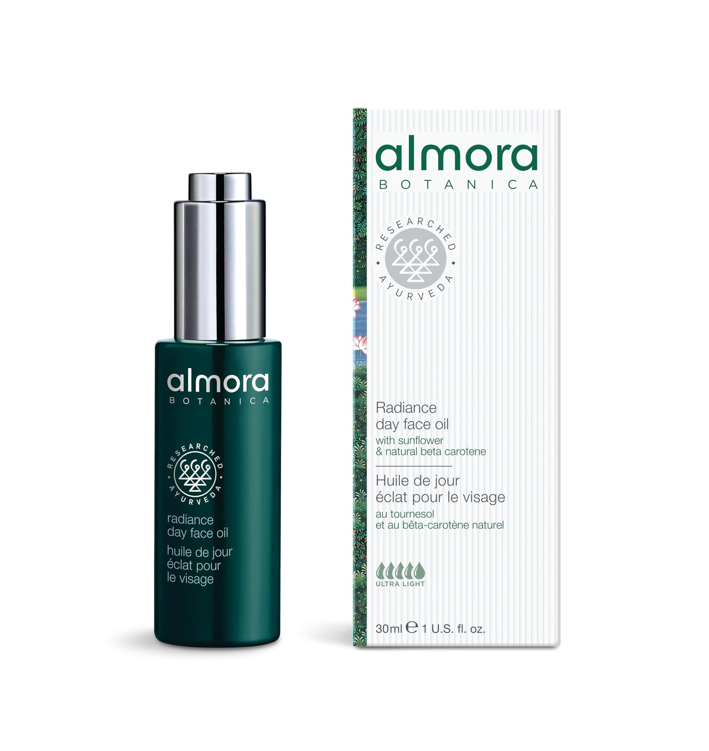 Almora Botanica Radiance Day Face Oil 30mL | Hydrating & Brightening Facial Oil for Glowing Skin | Lightweight, Non-Greasy Formula with Sunflower Oil & Beta Carotene | Natural, Vegan Skincare