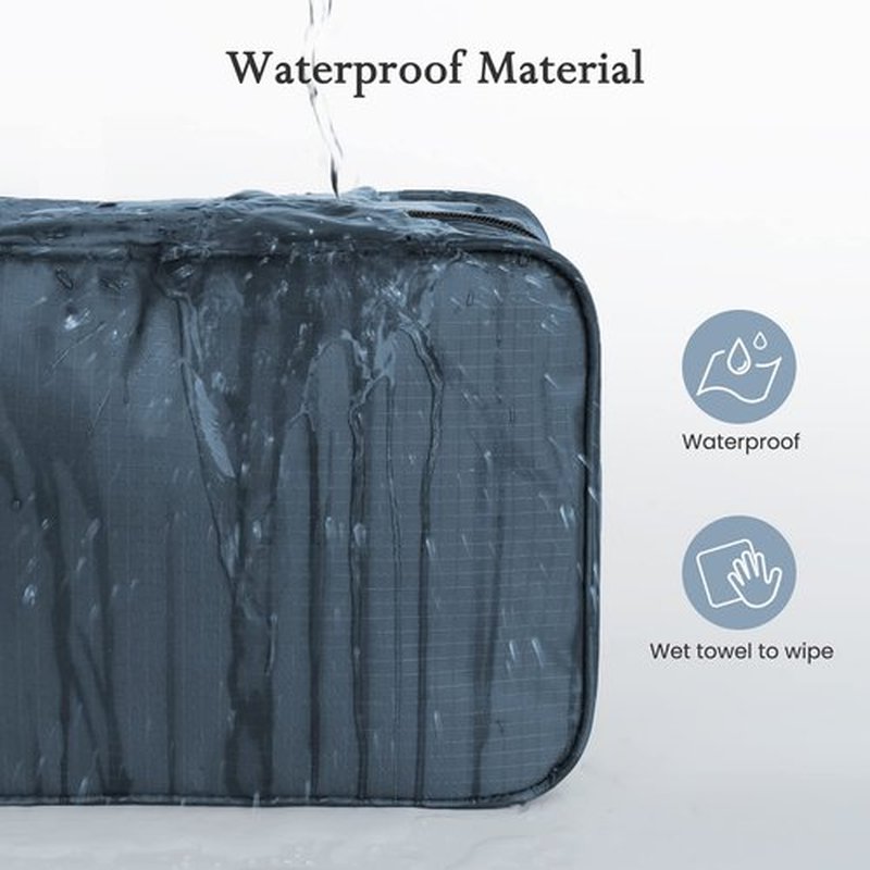 Maliton Hanging Toiletry Bag | Compact Travel Toiletry Bag for Men/Women | Foldable Mens Hygiene Bag with 4 Compartments| Waterproof Travel Bathroom Bag (Navy Blue)