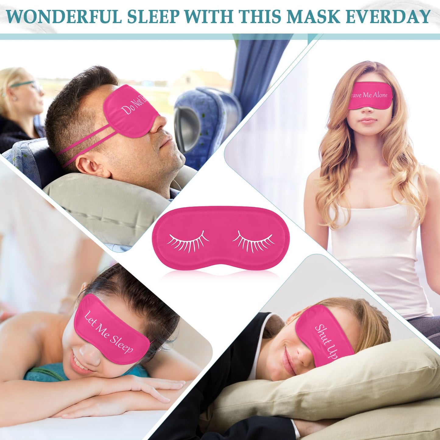 Eurzom 20 Pieces Funny Sleeping Eye Mask Bulk with Adjustable Strap Sleep Blackout Eye Mask for Night Blindfold Cover for Spa Women Men Adult Pajama Party Favors(Rose Red)