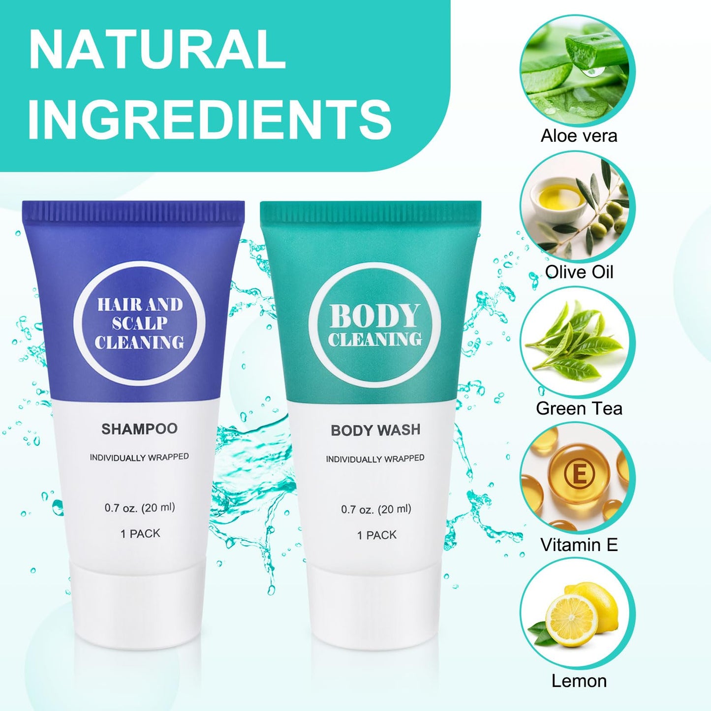 Travel Size Shampoo and Body Wash Set, Small Trial Hair Shampoo Sample Shower Gel Kit Mini Toiletries Amenities Set for Men and Women, Cleansing for Hotel/Vacation/Homeless 0.7 oz/20 ml (20 Pack)