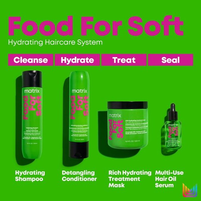 Matrix Food For Soft Shampoo | Hydrating Shampoo for Dry & Brittle Hair | Moisturizes, Softens, & Smooths | With Avocado Oil & Hyaluronic Acid | Suitable for Color Treated and Natural Hair | Vegan