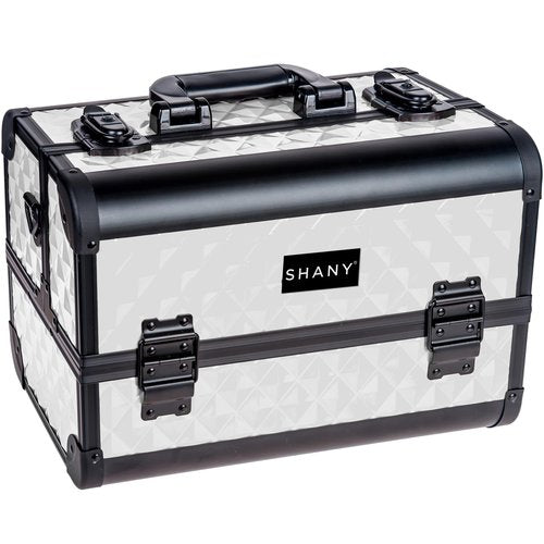 SHANY Premier Fantasy Professional Makeup Train Case Cosmetic Box Portable Makeup Case Organizer Jewelry storage with Locks, 3 Trays, Makeup Brush Holder and Cosmetics Mirror - Snow White
