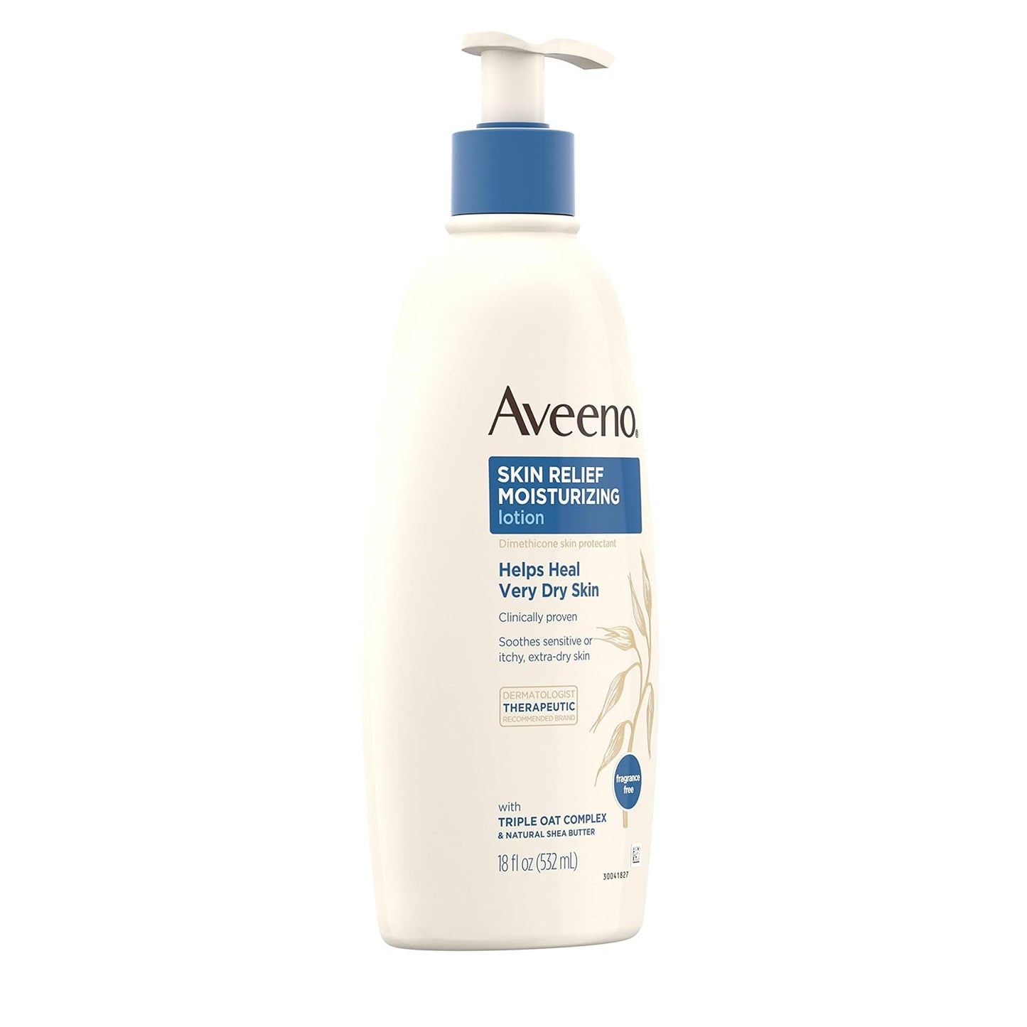 Aveeno Skin Relief Fragrance-Free Moisturizing Lotion for Sensitive Skin, with Natural Shea Butter & Triple Oat Complex, Unscented Therapeutic Body Lotion for Itchy, Extra-Dry Skin, 18 fl. oz