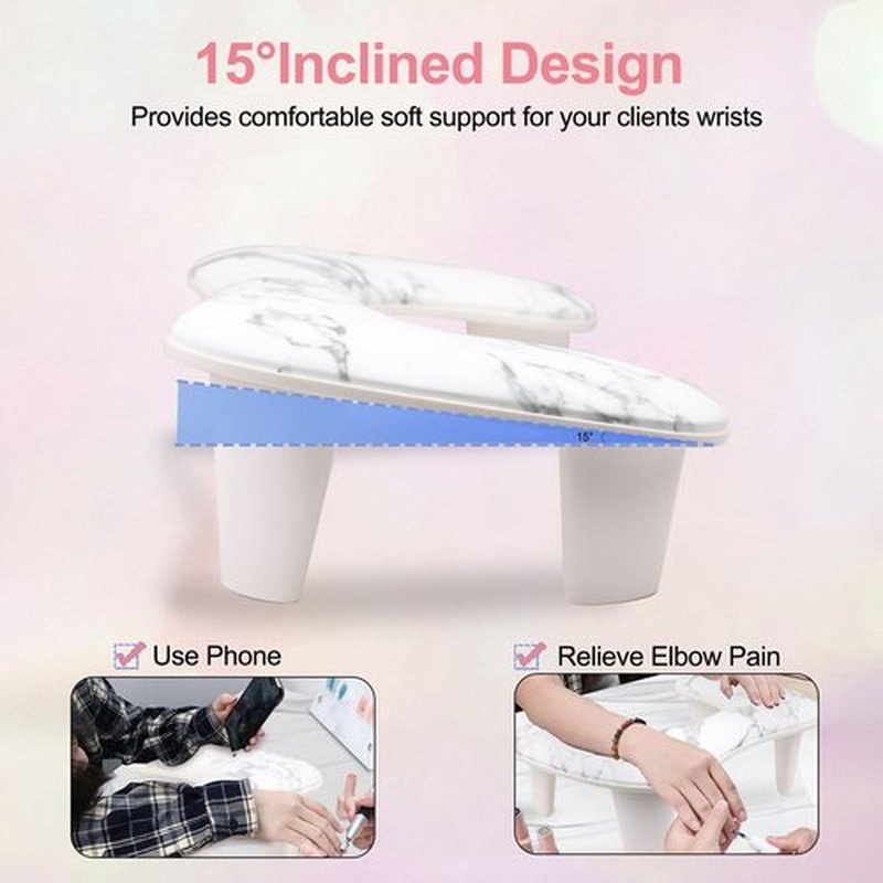Arm Rest for Nails Tech,U-shaped Manicure Nail Hand Rest Pillow Cushion, Big Microfiber Leather Nail Arm Rest Stand for Acrylic Nail Art Tech(Marble)