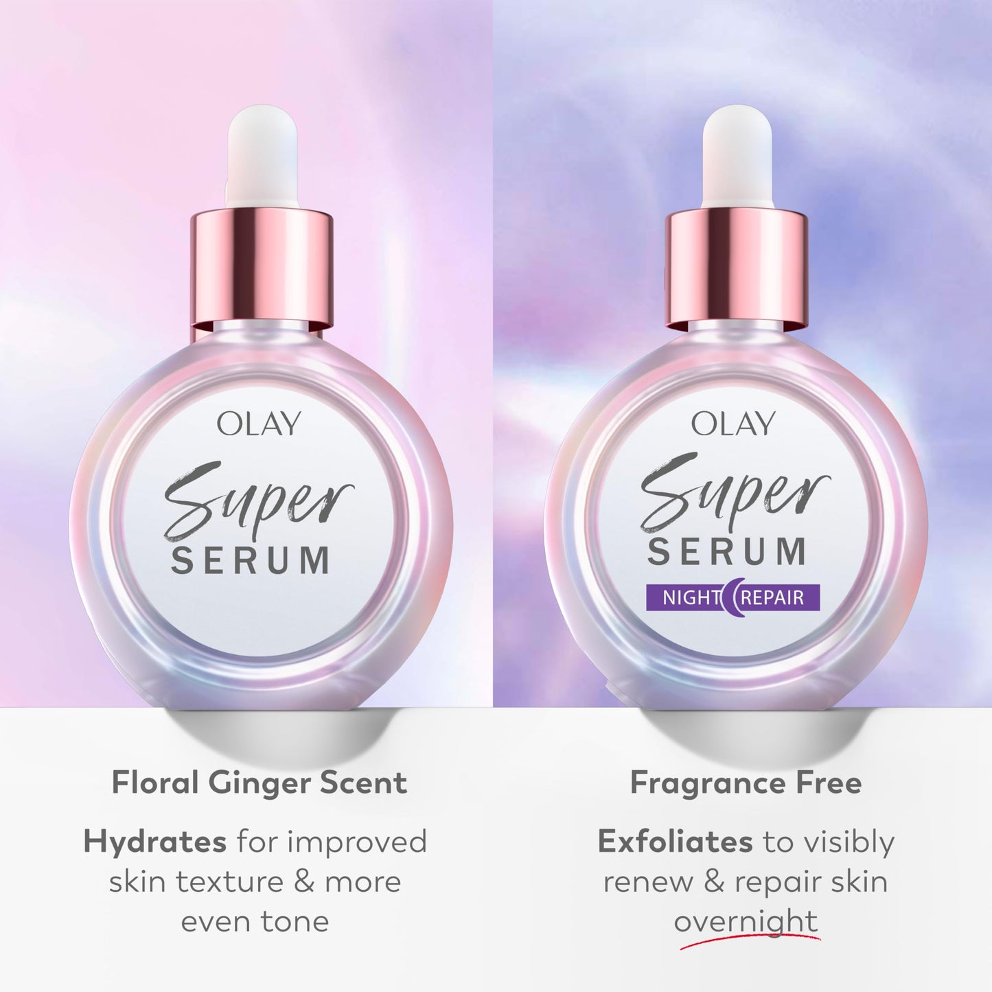 Olay Super Serum Night Repair, Fragrance-Free Trial Size - Niacinamide, Peptide, Salicylic & Lactic Acid, Glycerin - 5-in-1 Skin Care Benefits - Hydrating, Reduces Dark Spots, Anti-Aging, 0.4 Oz