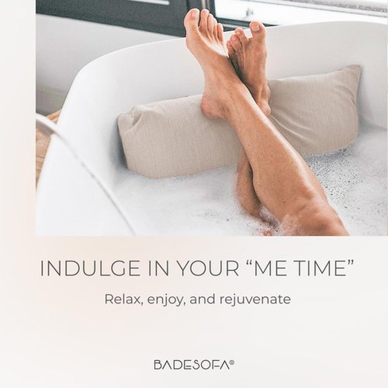 BADESOFA® Luxury Bath Tub Pillow for Feet | Premium-Quality Materials | Comfortable & Quick-Drying | Washable Bath Cushion in Blue | Home Spa Accessories | Universal Fit for Any Bathtub