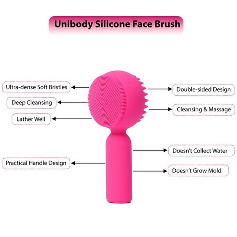 2 PC Silicone Facial Cleansing Brush 2 in 1 Facial Scrubber Manual Exfoliating Facial Brush Face Cleanser Face Exfoliator Ultrafine Bristles for Sensitive Skin Easy to Clean Lather Well(Blue&Rosered)