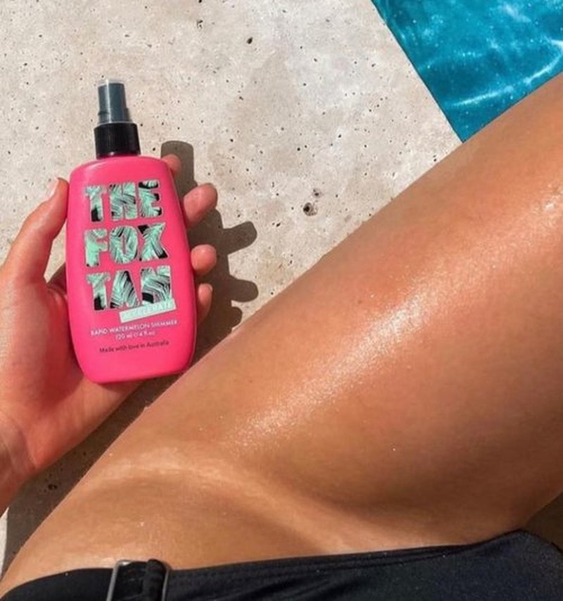 The Fox Tan Rapid Watermelon Shimmer, Natural Tanning Accelerator For Darker & Long-Lasting Tans, Blurs Imperfections, Vegan & Cruelty Free, 120 mL