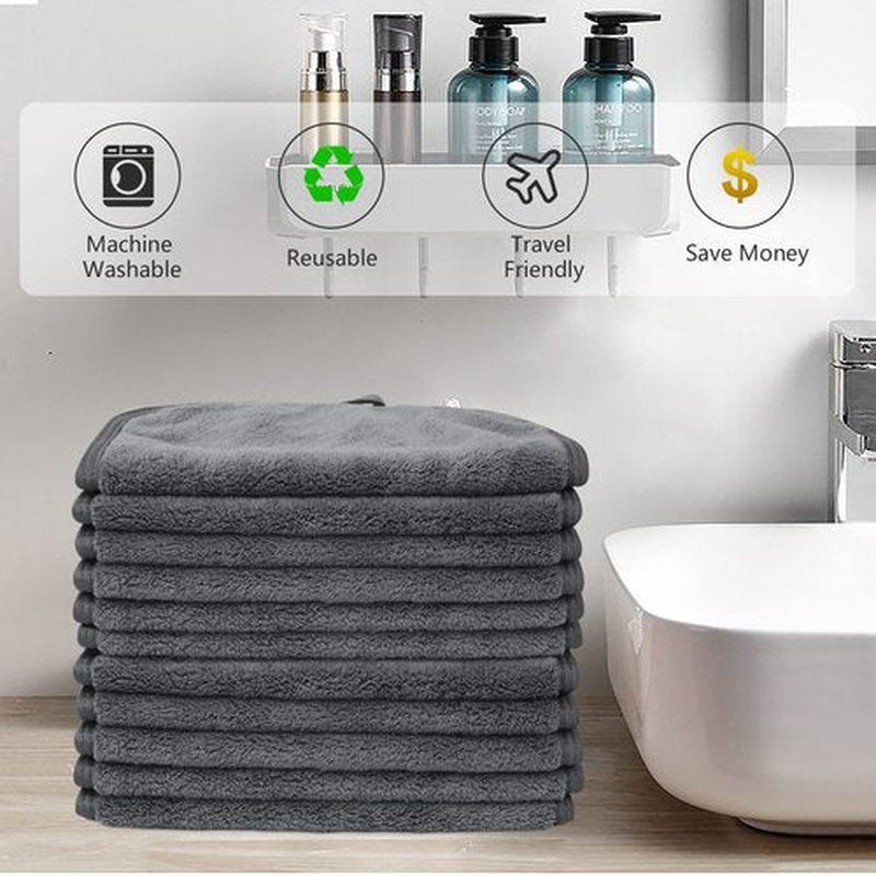 SINLAND Microfiber Facial Cloths Fast Drying Washcloth 8inch x 8inch Absorbent Face Wash Cloth Soft Makeup Remover Cloths