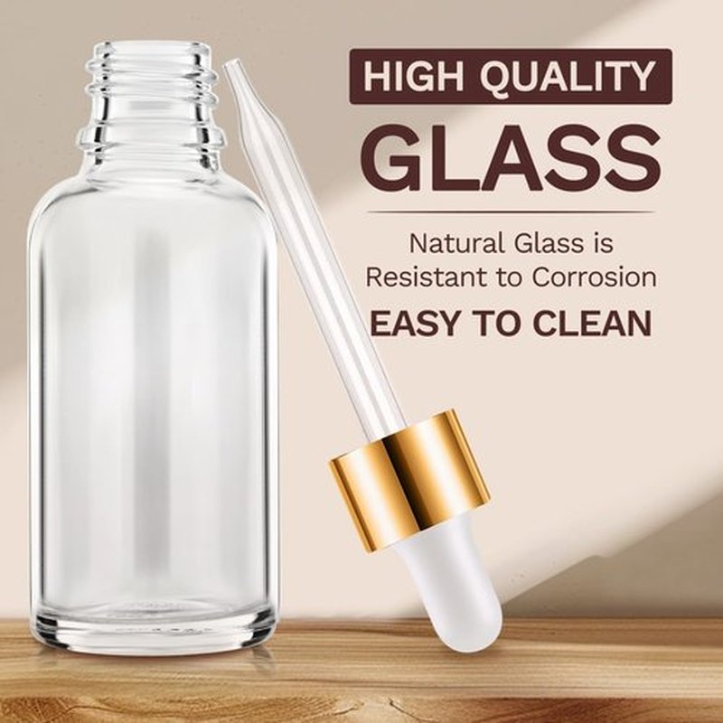 Bumobum 5 Pcs, 1 oz Dropper Bottle Clear Eye Dropper Bottles with 2 Droppers, 1 Funnel, 1 Pipette & 8 Labels, 30 ml Tincture Bottles with Dropper for Essential Oils Serums Hair Oils Body Cuticle Oils