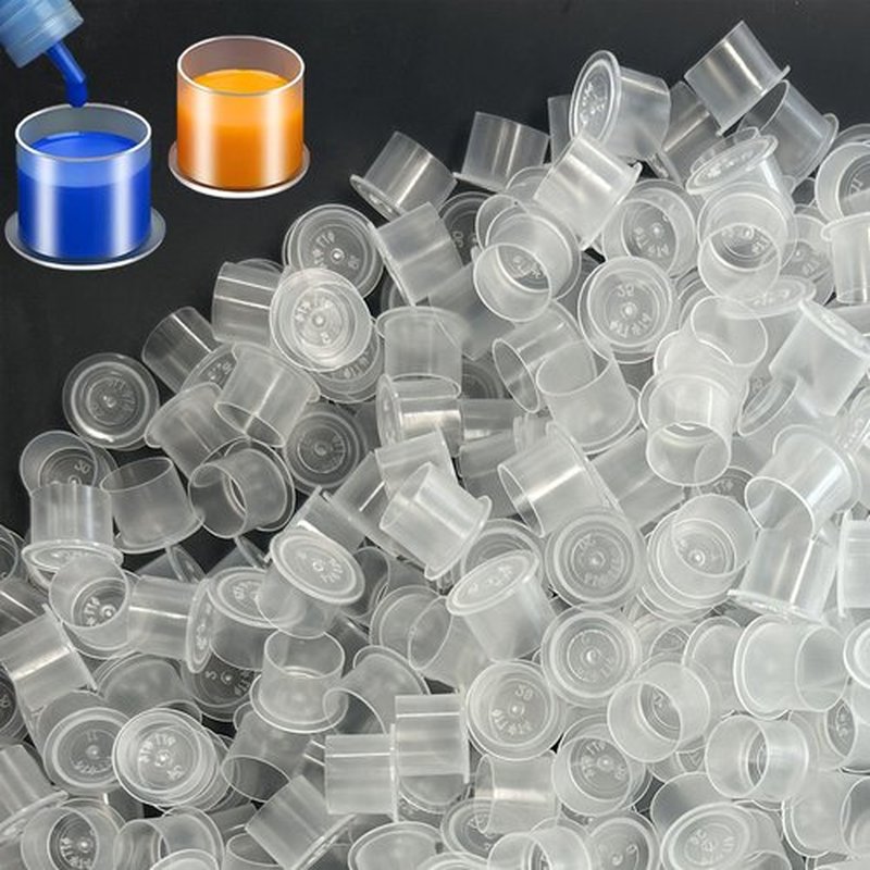 Ink Caps Cups, Urknall 500pcs Ink Caps with Base #20mm Extra Large Tattoo Ink Cups Tattoo Caps for Ink Tattoo Ink Cups Pigment Cups Tattoo Plastic Cap(#20MM)