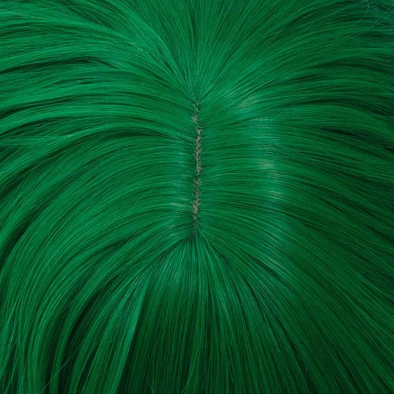 BUFASHION 14" Women Short Wavy Curly Wig Green Bob Wig Cosplay Halloween Synthetic Wigs Wigs With Neat Bang Wig With Free Wig Cap (Green 1)