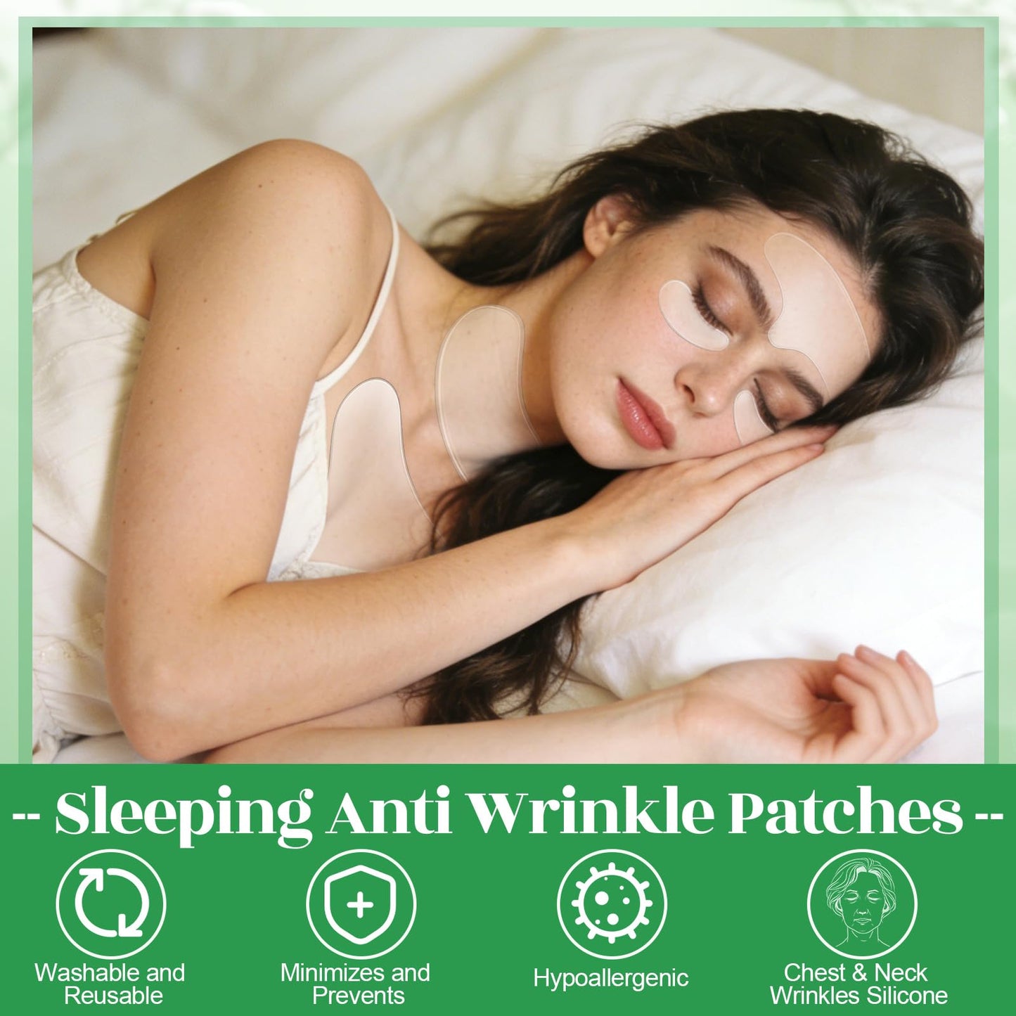 10 Pcs Anti Wrinkle Patches for Neck Face Forehead Chest, Overnight Reusable Silicone Wrinkle Patches for Reduce Fine Wrinkles Locks in Skin Moisture Restores Skin Firmness