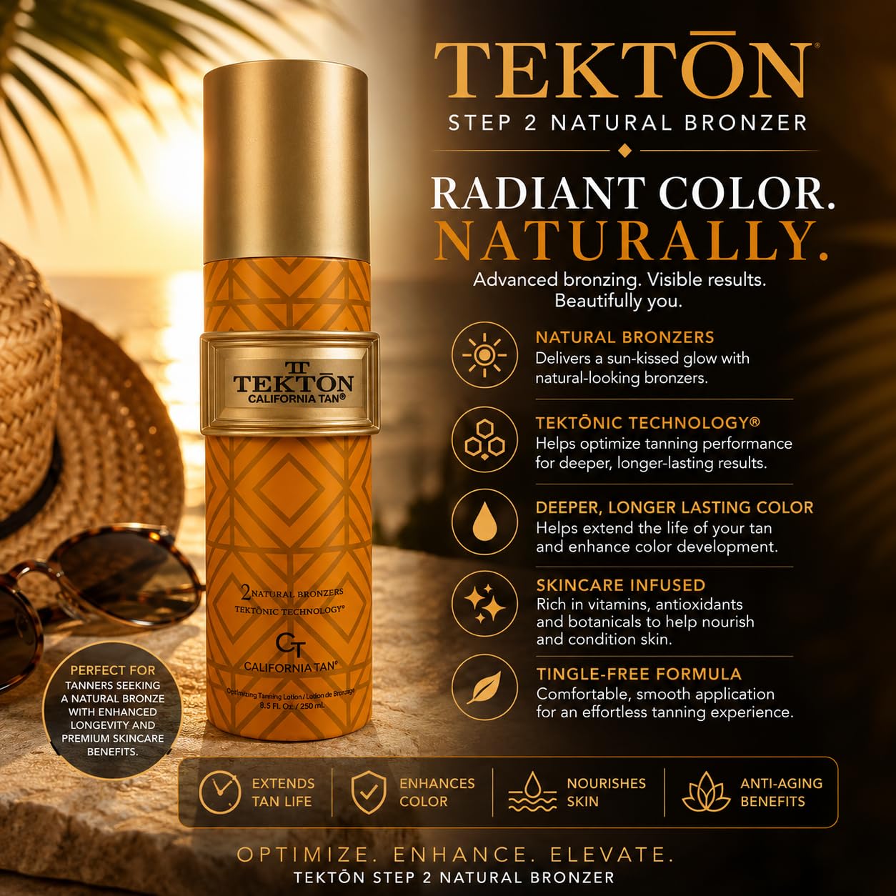 California Tan Step 2 Natural Bronzer Tanning Bed Lotion 8.5 ounces, beige