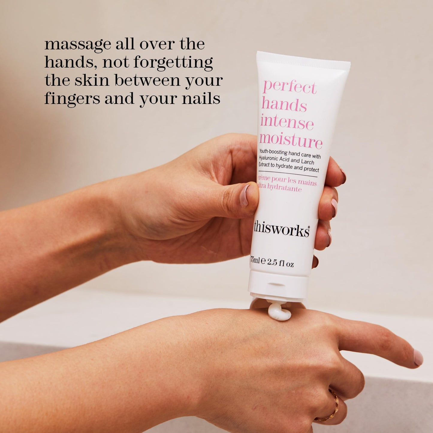 THISWORKS Perfect Hands Intense Moisture, 75ml, Hydrating Hand Cream Enriched with Larch Extract, Coconut and Fragranced Botanicals, Youth-Boosting Hand Moisturiser for Dry Skin