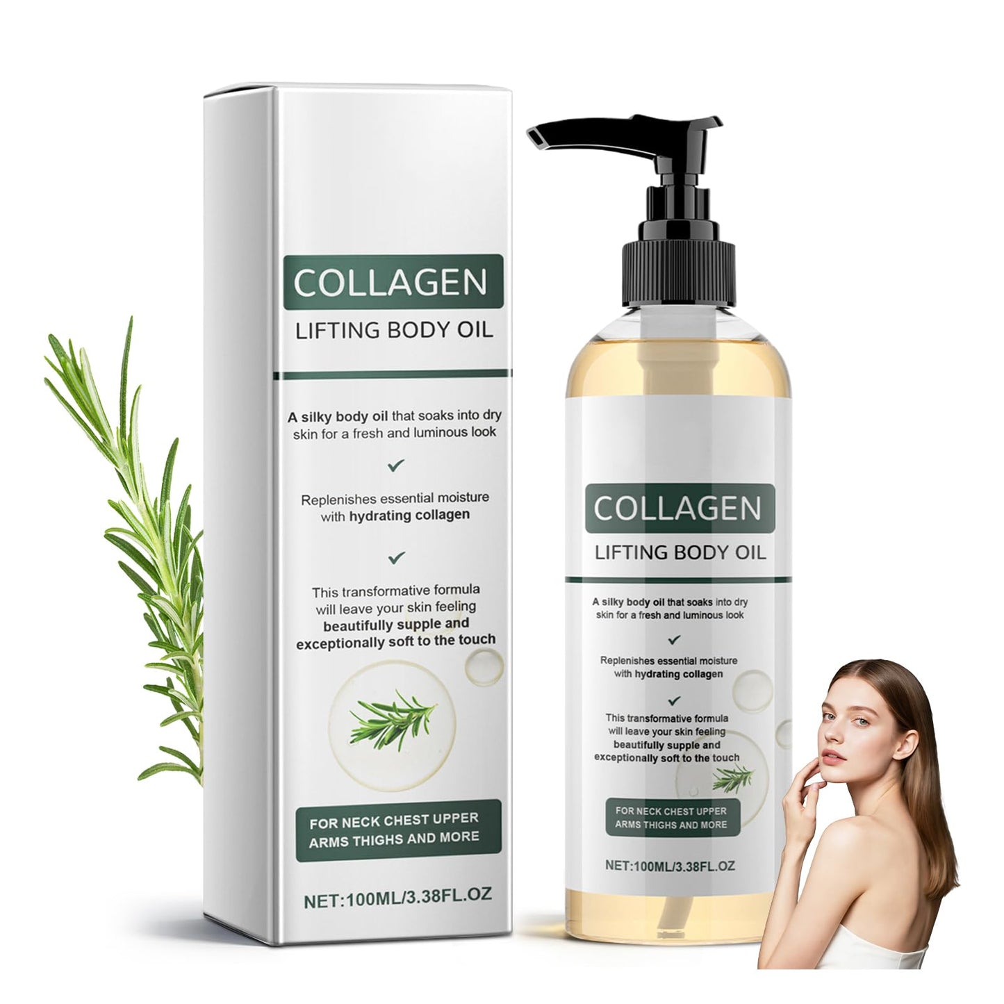 ptoso Collagen Lifting Body Oil After Shower, Hydrating Collagen Oil, Moisturizing Anti Aging Silk Body Oils for Women & Men, Smooth & Anti Wrinkles, Lightweight Non-Greasy