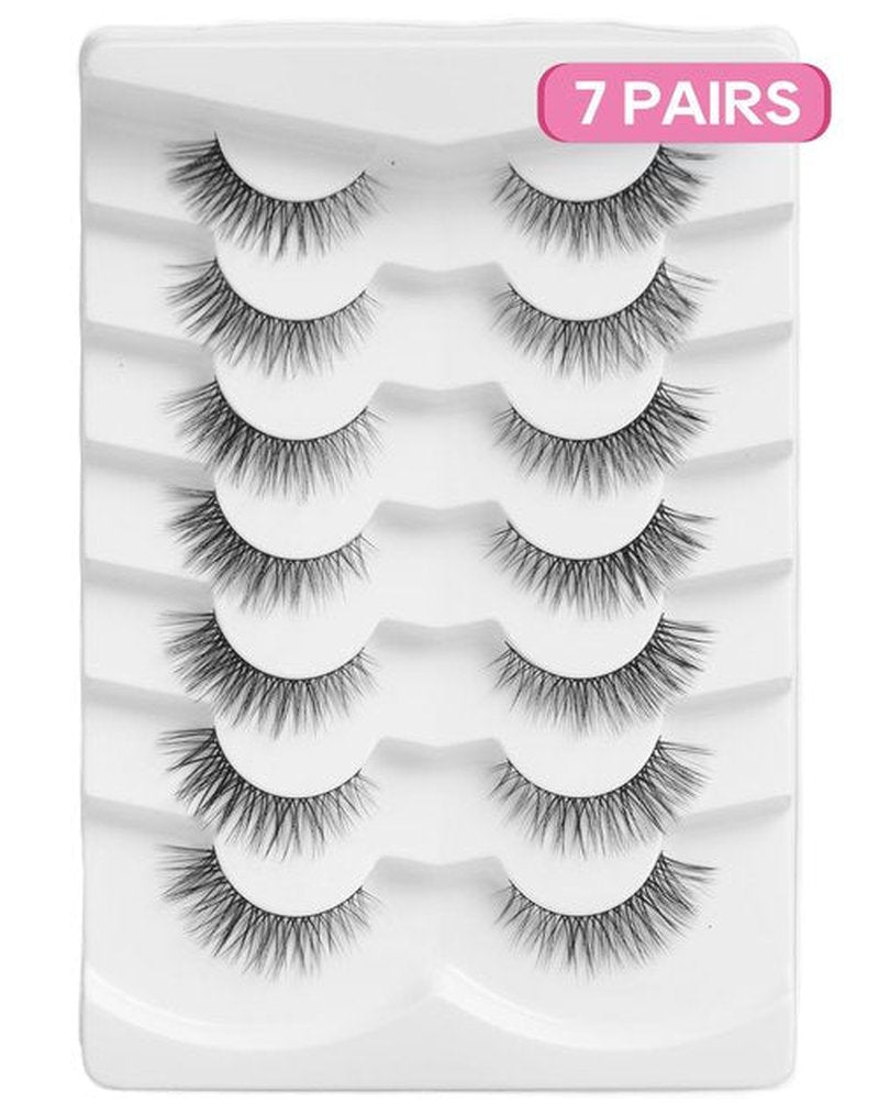 Natural Cat Eye Lashes Wispy Eyelashes 10mm Fluffy Fake Lashes that Look Like Extensions 3D C Curl Simple False Lashes 53-GIRL CODE