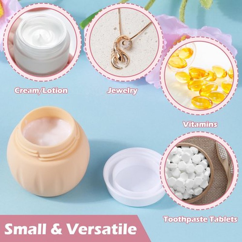 Travel Containers for Toiletries, GLAMFIELDS TSA Approved 1.7oz 50ml Travel Size Silicone Cream Jars BPA Free, Leak-proof Travel Essentials with Lid for Cosmetic Face Hand Body Cream Apricot (4 Pack)