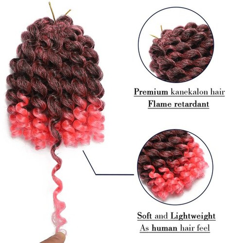Crochet Braids Hair 8 Inch 3 Pack Jamaican Bounce Wand Curl Crochet Hair Synthetic Braiding Hair Extension Twist Crochet Hair (8 Inch (Pack of 3), Tpink)