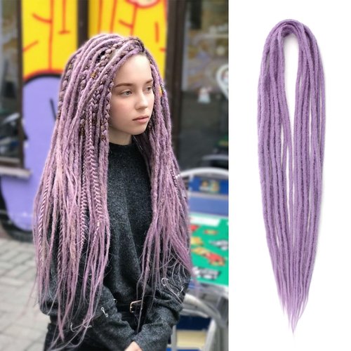 Double Ended Dreadlock Extensions 0.6CM Diameter Synthetic Hair 24Inch 30Strands Reggae Braids Hip-hop Style(Double Ended 30trands,LAVS)