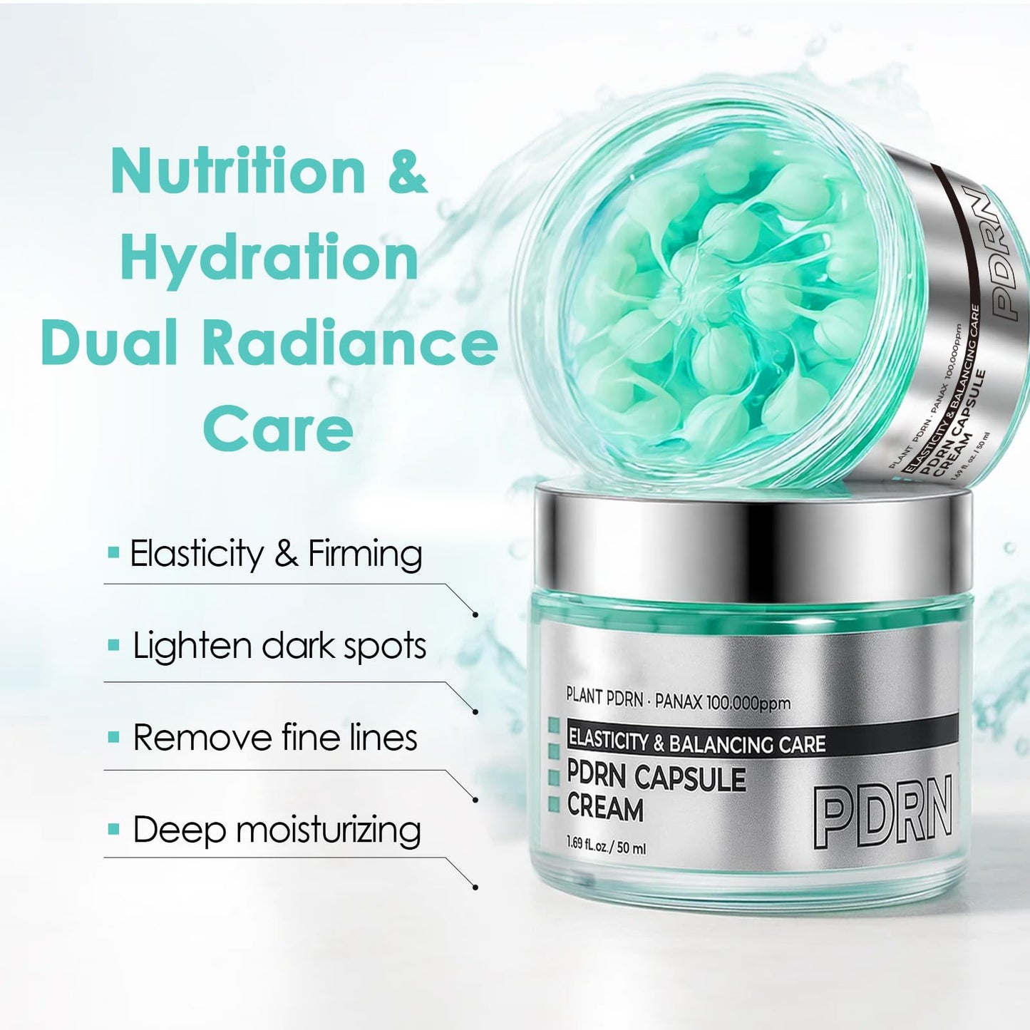 Roseblem PDRN Capsule Cream Face Moisturizer with 100,000 ppm PDRN & Collagen, Lightweight Gel Hydrator for Skin Repair, Elasticity & Long-Lasting Moisture, 1.69 oz