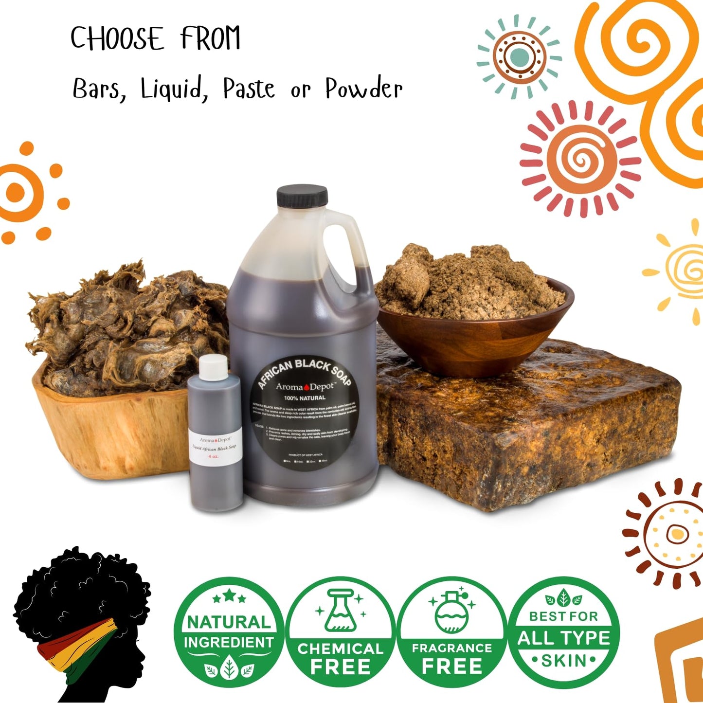 Aroma Depot Raw African Black Soap Bars From Ghana (3 lbs.)