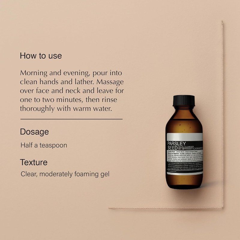Aesop Parsley Seed Travel Face Cleanser - Mild Exfoliating Formula for Clear, Smooth Skin | 3.4oz / 100mL