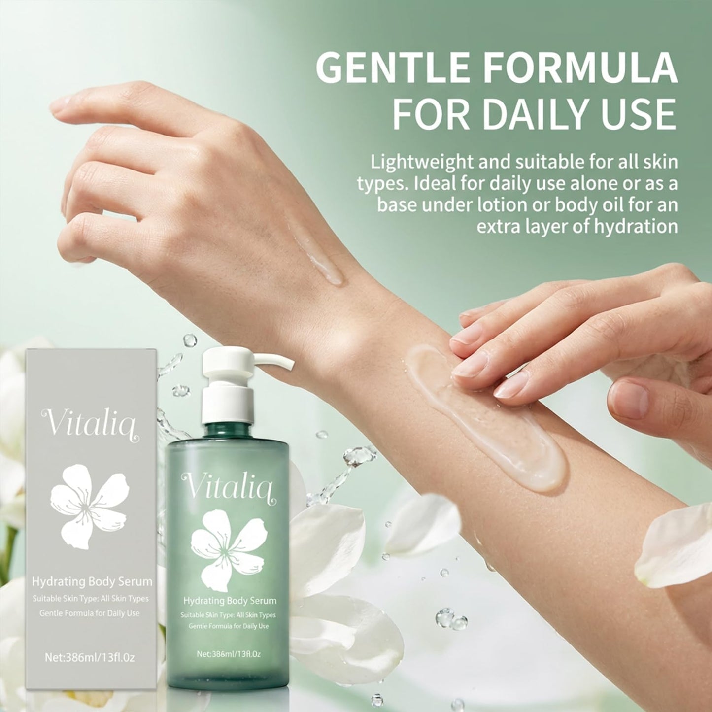 Vitaliq Ha Hydrating Body Serum, Body Hydrator Hyaluronic Acid Body Serum, Lightweight Fast-Absorbing Body Care for Deep Hydration & Silky,Non-greasy Skin (1pcs)