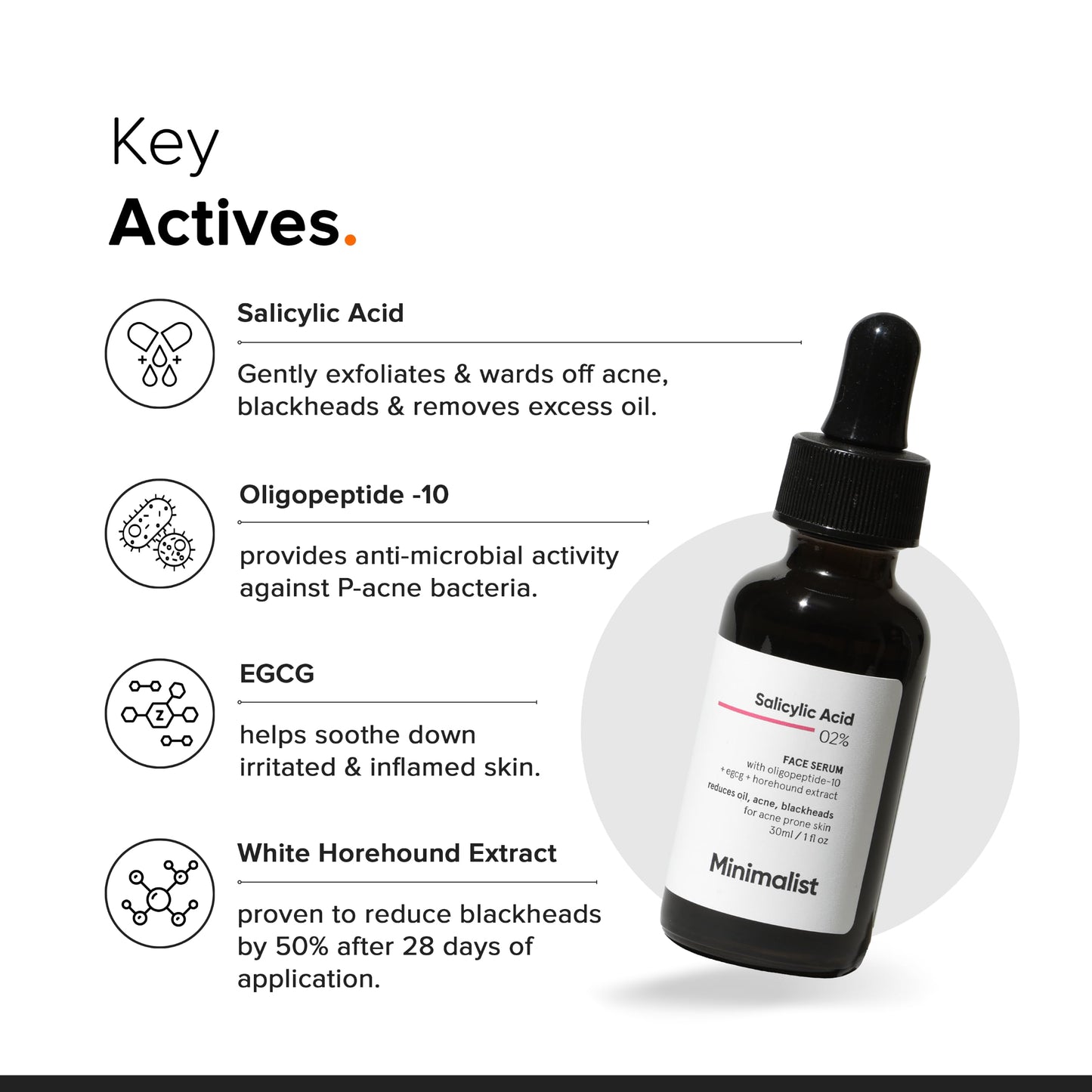 Minimalist Salicylic Acid 2% Serum For Acne, Blackhead & Open Pores | Reduces Excess Oil & Bumpy Texture | BHA Liquid Exfoliant for Acne Prone & Oily Skin | For Women & Men | 1 Fl Oz/30ml