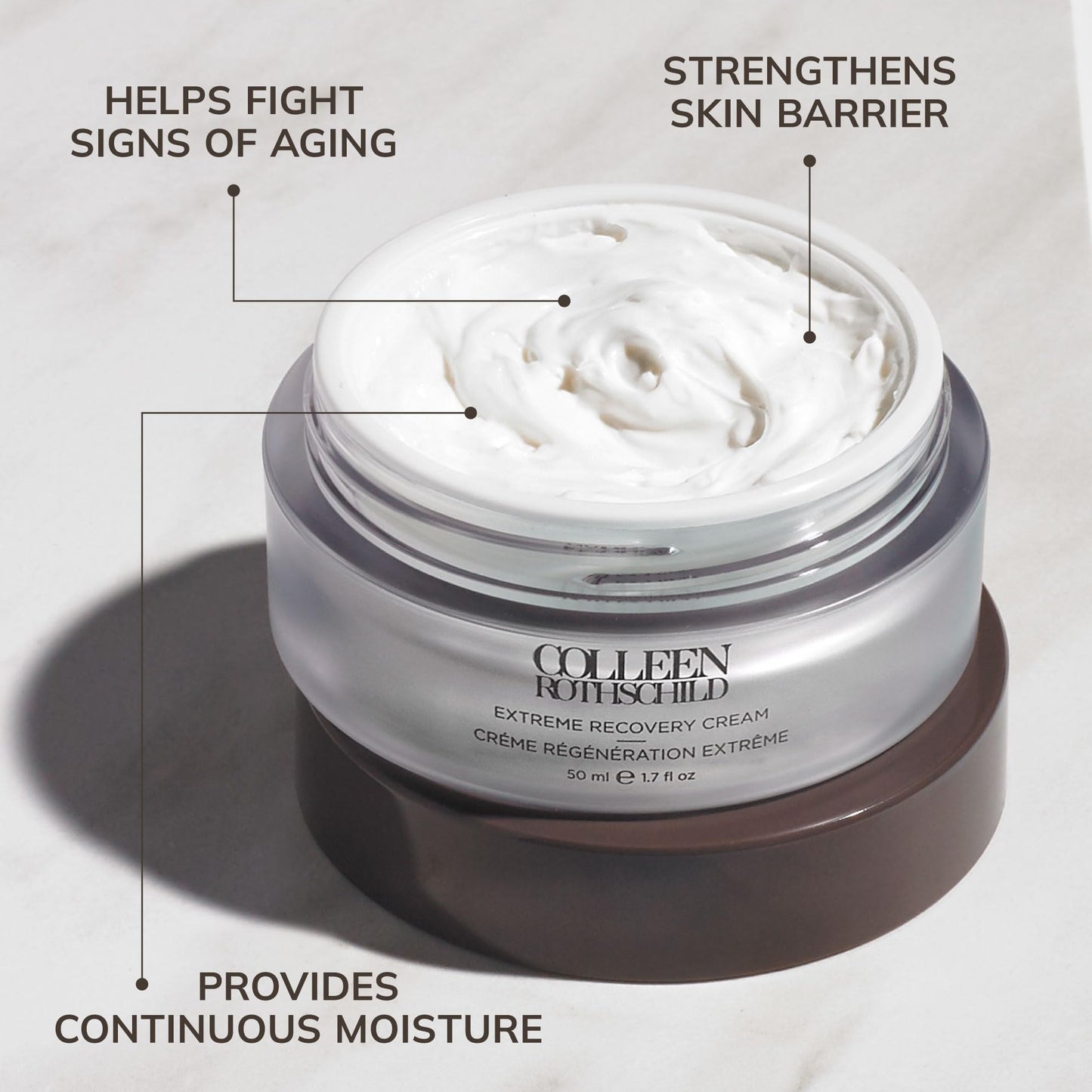 COLLEEN ROTHSCHILD Jumbo Extreme Skin Recovery Cream - Hyaluronic Acid Face Moisturizer for Dry Complexion - Hydrating Wrinkle Repair