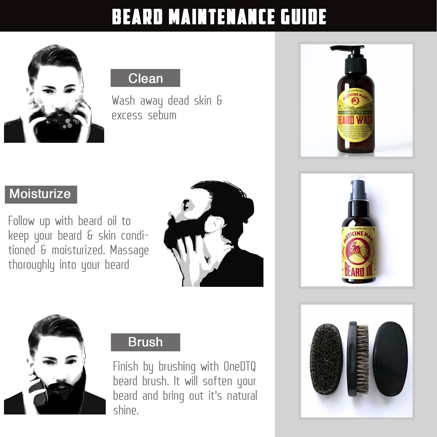 OneDTQ Beard Wash for Itchy Beard & Beardruff – Natural – Soothes, Softens, Deep Cleans – Medicine Man's 4,7 FL OZ