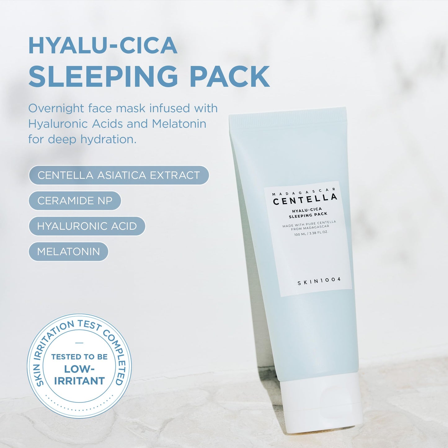 SKIN1004 Hyalu-Cica Sleeping Pack, Korean Face Moisturiser with Hyaluronic Acid & Centella, Cream for Overnight Hydration, Moisturizer for Healthy Looking Skin, Korean Skincare, 3.38 fl.oz,100ml