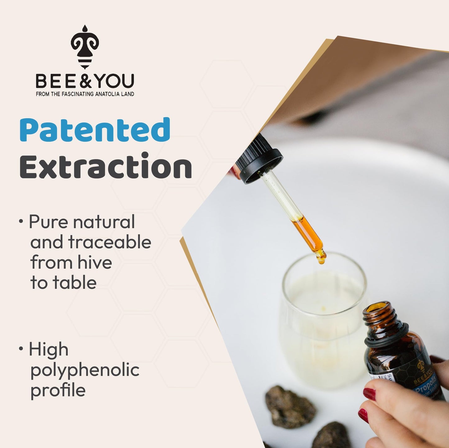 Bee and You Natural Pure Propolis Extract – Water Soluble, Bee Propolis,High Potency, Ultra Pure Immune Support Supplement, Antioxidants, Detox, Gluten-Free, 1 Fl Oz