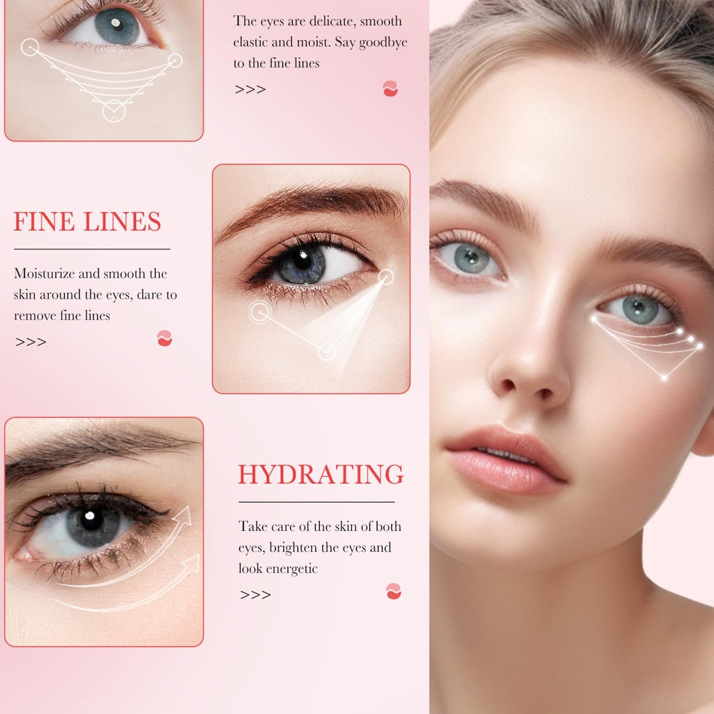 Rose Eye Masks, 60 PCS Eye Patches for Puffy Eyes and Dark Circles, Hydrating Eye Mask Skincare, Eye Patch, Parches Para Ojeras, Under Eye Bags, Reduce Wrinkles and Fine Lines, Improve Eye Skin