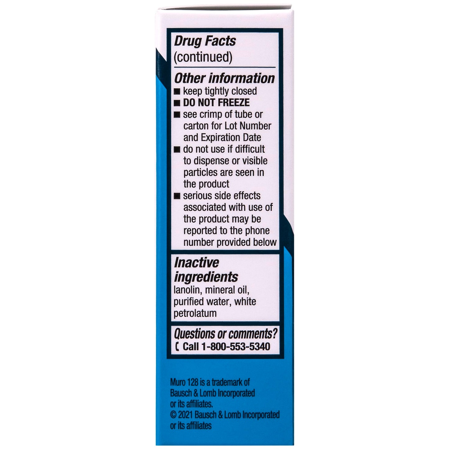 Bausch + Lomb Muro 128 Ointment, Temporary Relief of Corneal Edema, Eye Care, Sodium Chloride Hypertonicity Ophthalmic 5% Ointment, Twin Pack, Two 3.5 g (0.12 Oz) Tubes, 0.25 Ounce Total