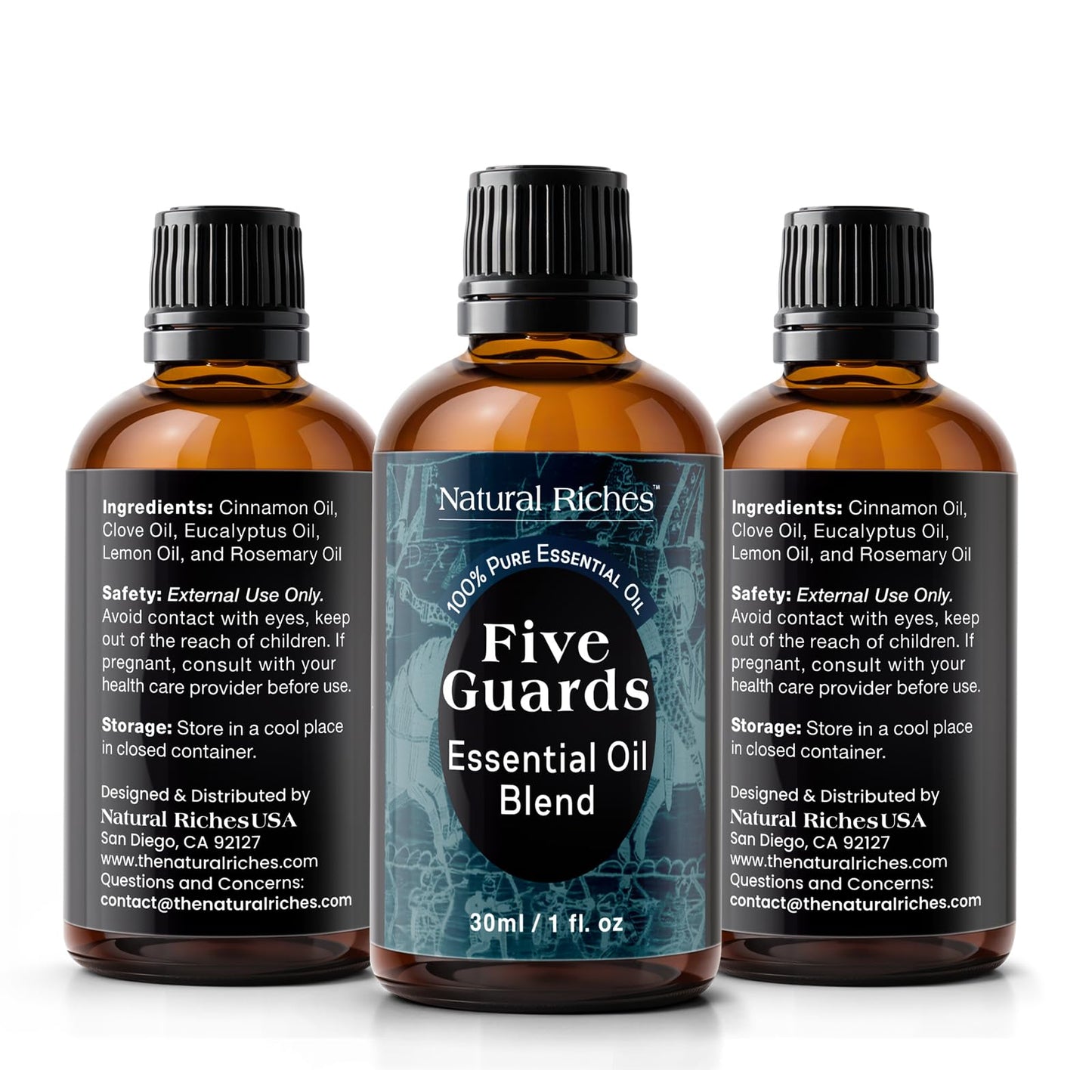 Natural Riches Five Guards Essential Oil Blend for Health Shield Aromatherapy with Clove Cinnamon Lemon Rosemary Eucalyptus Oil - 30ml