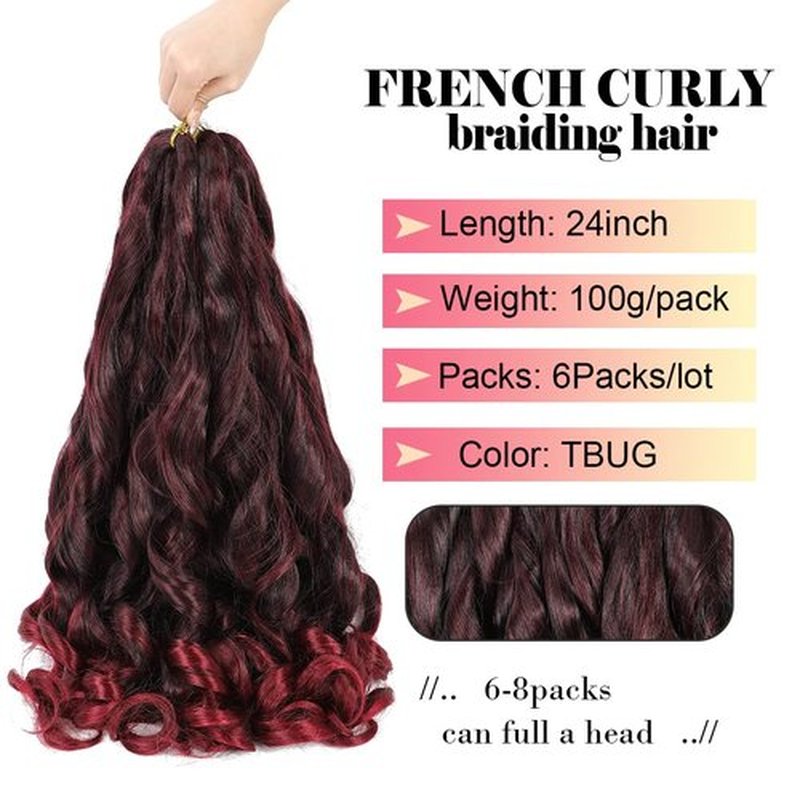 6 Packs French Curls Braiding Hair 24 Inch Loose Wave Bouncy Braiding Hair Pre Stretched Braiding Hair With Curly Ends 100g/pack Yaki Curly Braiding Hair for Black Women Hair Extensions (Tbug)