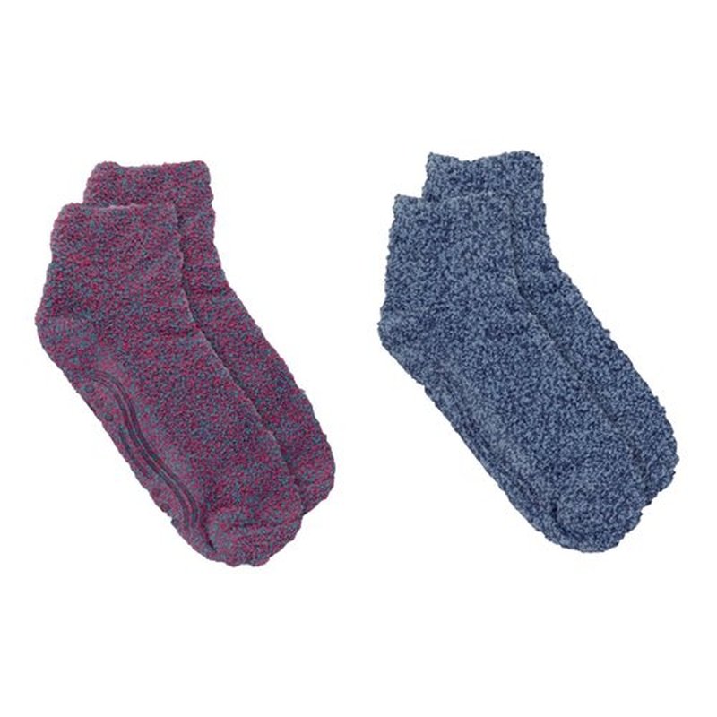 Dr. Scholl's Women's 2 Pack Soothing Spa Low Cut Lavender + Vitamin E Socks with Silicone Treads, Blue, Shoe Size: 4-10