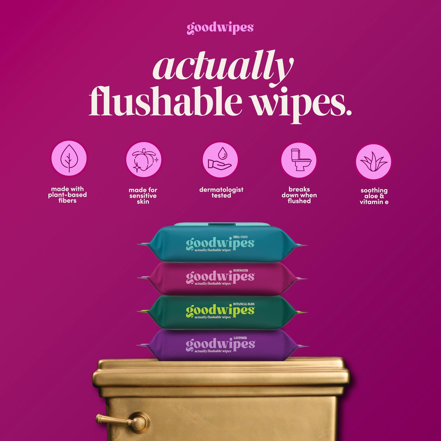 goodwipes Flushable Wipes Bulk Pack, Rosewater Adult Wet Wipes for Women & Men, Sewer & Septic Safe, Toilet & Bathroom Essentials, Extra Large, 418 Count (8 Packs and 1 Travel Pack)