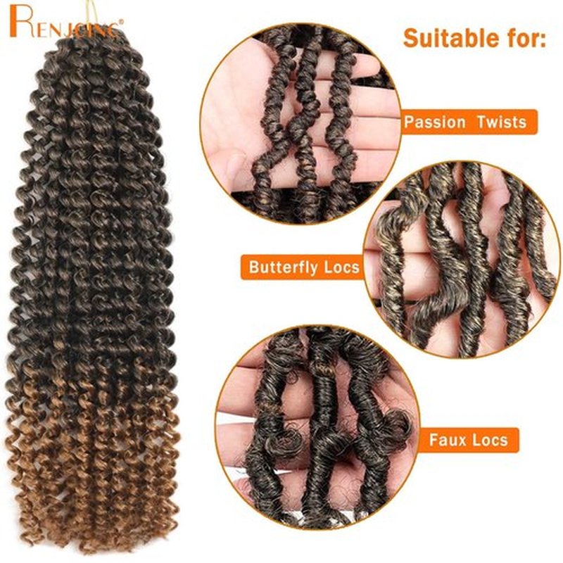 Passion Twist Hair 18 Inch 6 Packs Water Wave Crochet Hair for Passion Twists Long Bohemian Braiding Protective Style Hair Extensions (18 Inch 6 Packs, T27#)