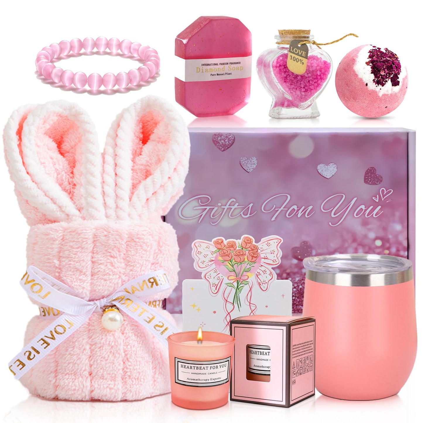 Gifts for Women Bath and Body Gift Basket Valentines Day Gifts Coconut Lavender Home Spa Set Self Care Gift for Mom Sister Her Wife Spa Kit Care Package