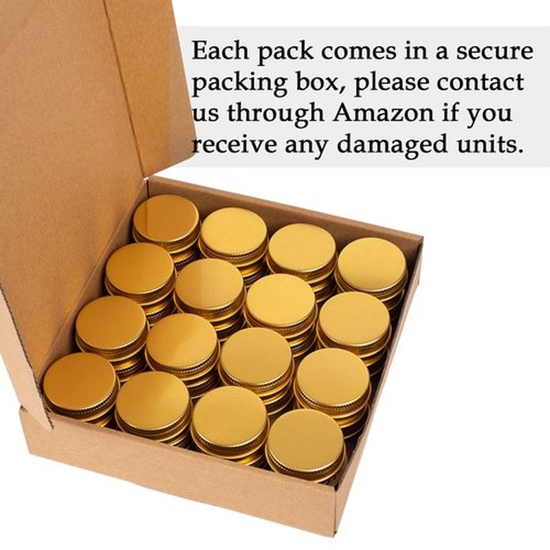 0.5 oz Screw Top Aluminum Tin Jar with Screw Lid and Blank Labels (Gold - Pack of 32)