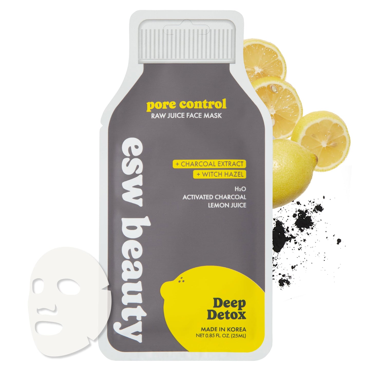 ESW Beauty Deep Detox Clarifying Korean Face Mask – Vitamin C, Witch Hazel & Charcoal for Pores, Oil Control, Acne-Prone & Congested Skin – Skincare Gifts for Women