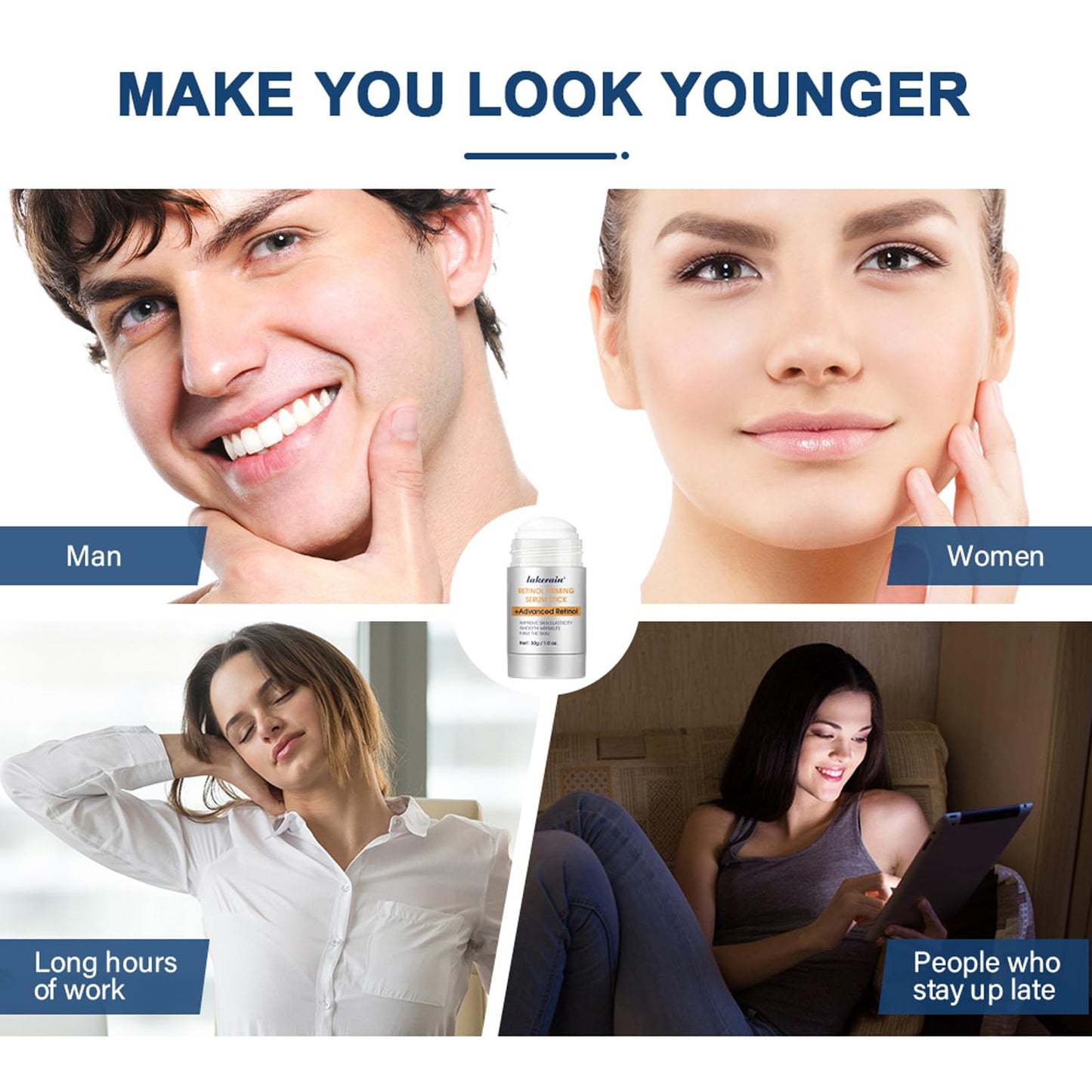Advanced Retinol Firming Serum Stick, Retinol Face Stick Visibly Tight and Firm Wrinkles, Nourishing Anti-aging Repair Cream Smooth Tighten & Firm Face Neck