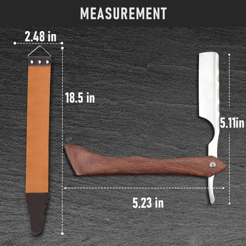 Straight Razor with Strope - Professional Straight Edge Barber Razor Premium Stainless Steel Shaver Razor with Shaving Strop for Men Home & Salon Grooming Using (NO.161)