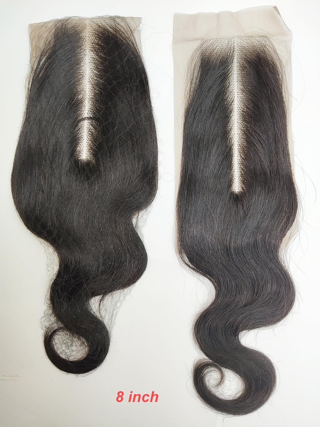 Human Hair Body Wave Lace 2x6 Kim K Closure Brazilian Remy Hair Middle Part Transparent Swiss Lace Wavy Closure with Baby Hair Natural Black Color (10 inch, 2x6 Closure)