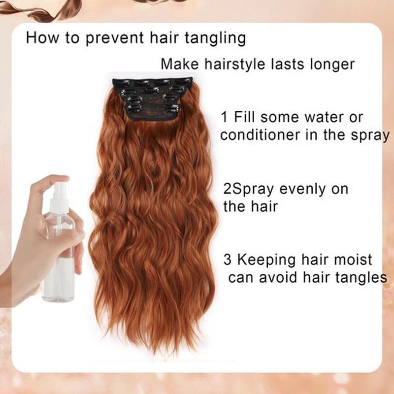 Copper Red Curly Clip In Hair Extensions for Women Synthetic Clip in Long Wavy clip Hair Extension 20 Inch Double Weft 4pc Hairpieces Full Head For Women (20INCH, 30c)
