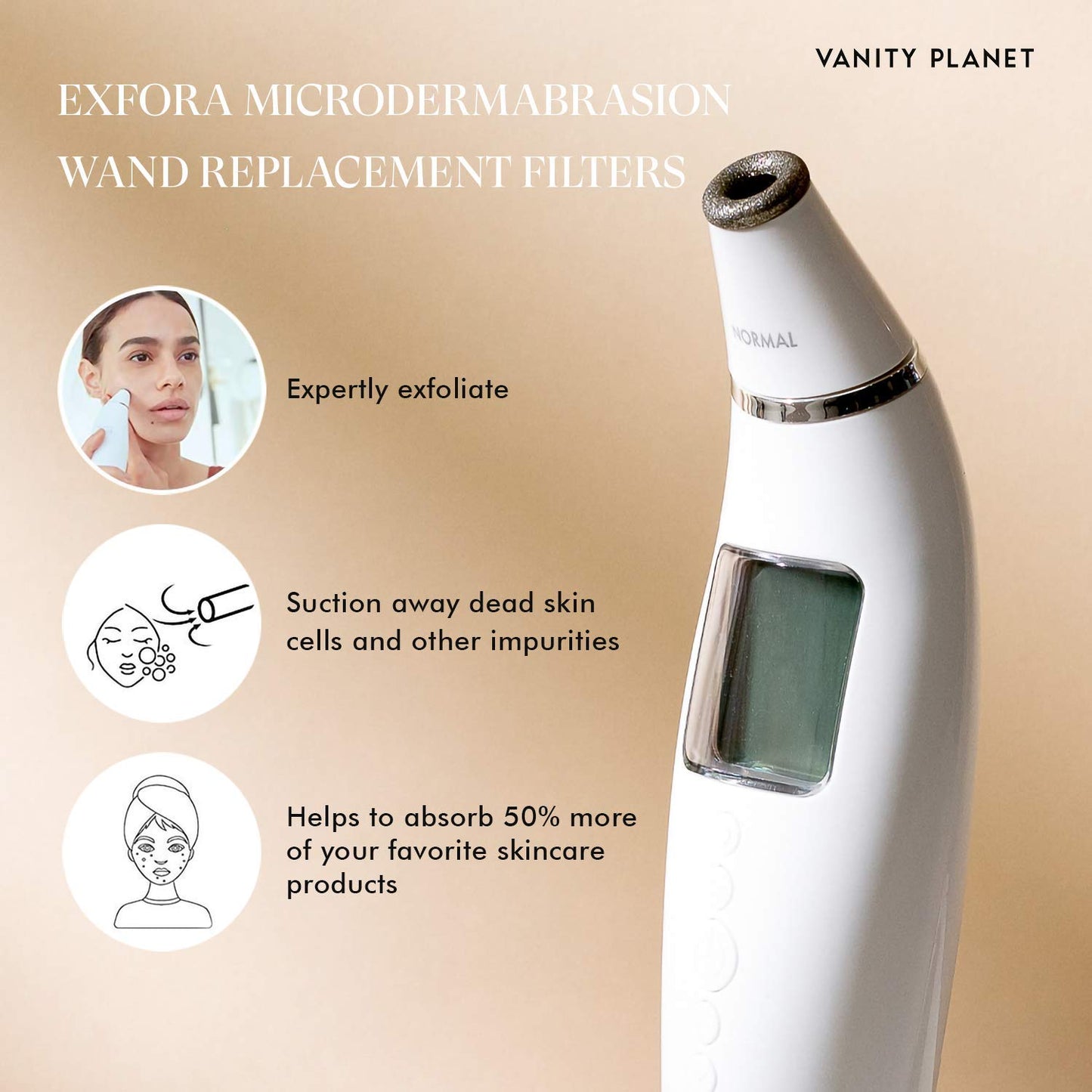 Exfora Microdermabrasion Replacement Filters - Diamond-Encrusted Head & 28 Filters for Glowing Skin | Complete Kit