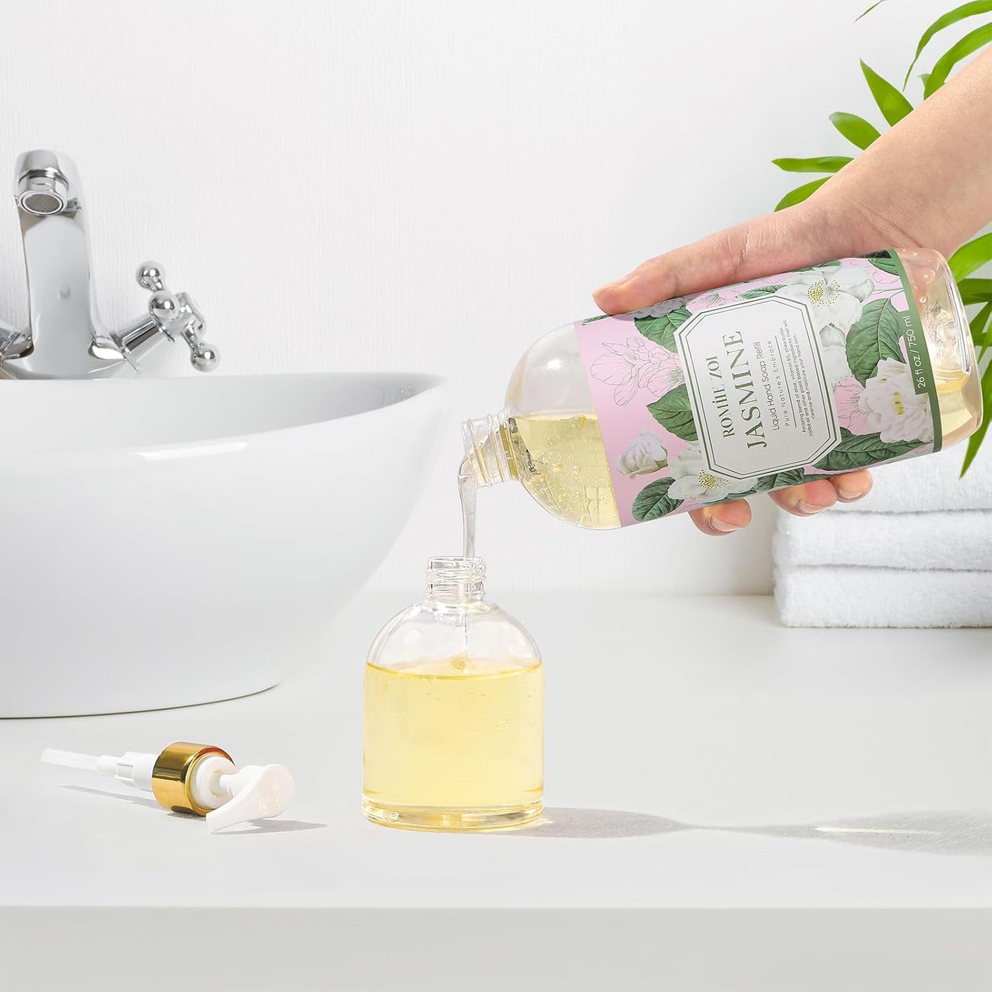 Liquid Hand Soap Refill - Jasmine Scent, Gentle & Moisturizing Formula | 750 ML / 26 FLOZ