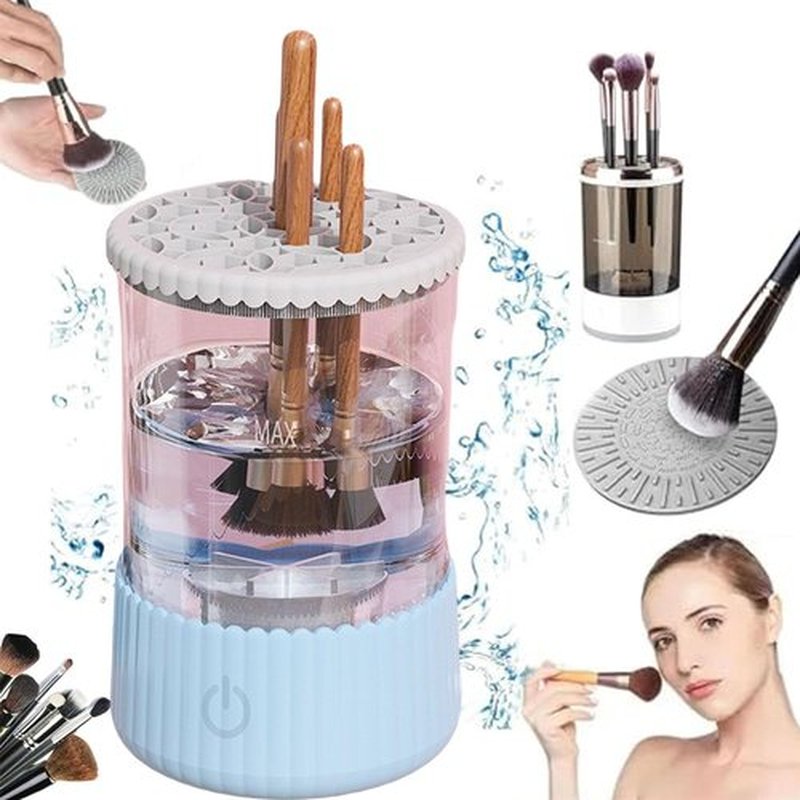 Beauty Swirl Cosmetic Brush Cleaner, The Cozy Luna Brush Cleaner, Makeup Brush Cleaner Machine, Electric Makeup Brush Cleaner, Automatic Makeup Brush Cleaner, for All Size Makeup Brush (1PCS- Blue)